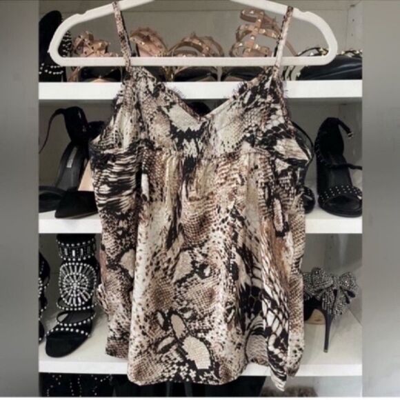 Lace Trim Buttoned Snakeskin Cami Top size Small - Picture 3 of 5